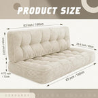 63 Inch Folding Sofa Bed Convertible Chair, 2-in-1 Convertible Boneless Sofa Floor Cushions Couch Mattress Oversized Corduroy Upholstered Sleeper Chair for Living Room Guest Apartment(Beige)