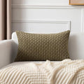 Kevin Textile 12x20 Inch Pillow Cover 1 Pack Boho Decorative Soft Striped Corduroy Lumbar Farmhouse Color Accent Rectangle Cushion Case for Living Room Couch Sofa Bed, Olive Green