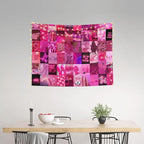 Ochori Neon Pink Aesthetic Collage Tapestry 29x37 In Aesthetic Wall Hanging Decorative Tapestries Cute Preppy Banner For Teen Girl Bedroom College Dorm Home Living Room Party Decor