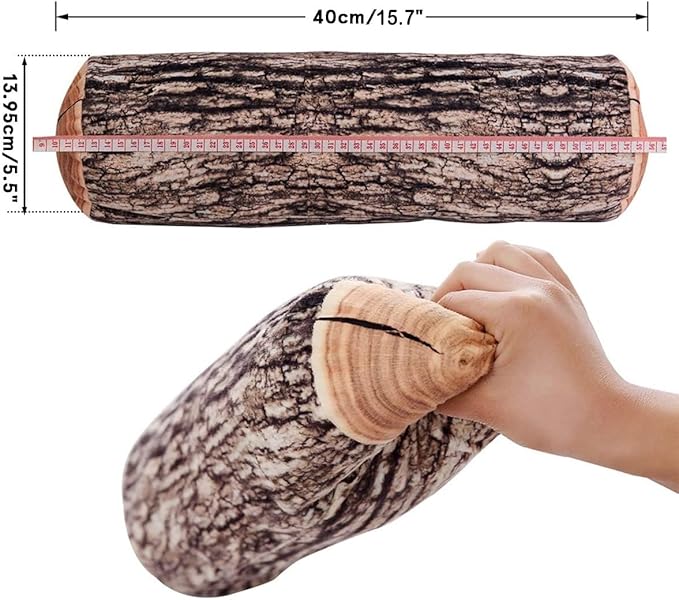 HYSEAS Decorative Round Throw Pillow, 3D Digital Print Comfortable Kids Funny Cute Wood Log Pillow Cylinder Floor Cushion for Home, Couch, Sofa, Bedroom, Living Room Decor, Trunk, 2 Pack