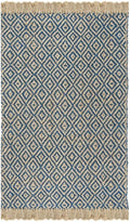 SAFAVIEH Natural Fiber Collection Area Rug - 10' x 14', Tropical Blue & Natural, Handmade Boho Diamond Tassel Jute, Ideal for High Traffic Areas in Living Room, Bedroom (NF266D)