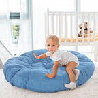 Extra Large Floor Cushion Seating Round Floor Pillow Papasan Swing Cushion for Adults Oversized Playroom Pillows Reading Nook Big Pillow for Sitting Yoga Living Room Sofa (Lake Blue, Classic)