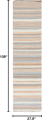 SAFAVIEH Kilim Collection Runner Rug - 2'3" x 9', Natural & Light Blue, Handmade Jute, Ideal for High Traffic Areas in Living Room, Bedroom (KLM461L)