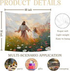 bitCNY Jesus Holding Girl’s Hand Tapestry 60x50 Inches – Christian Faith Tapestry, Inspirational Wall Art for Kids Room, Living Room Religious Decor