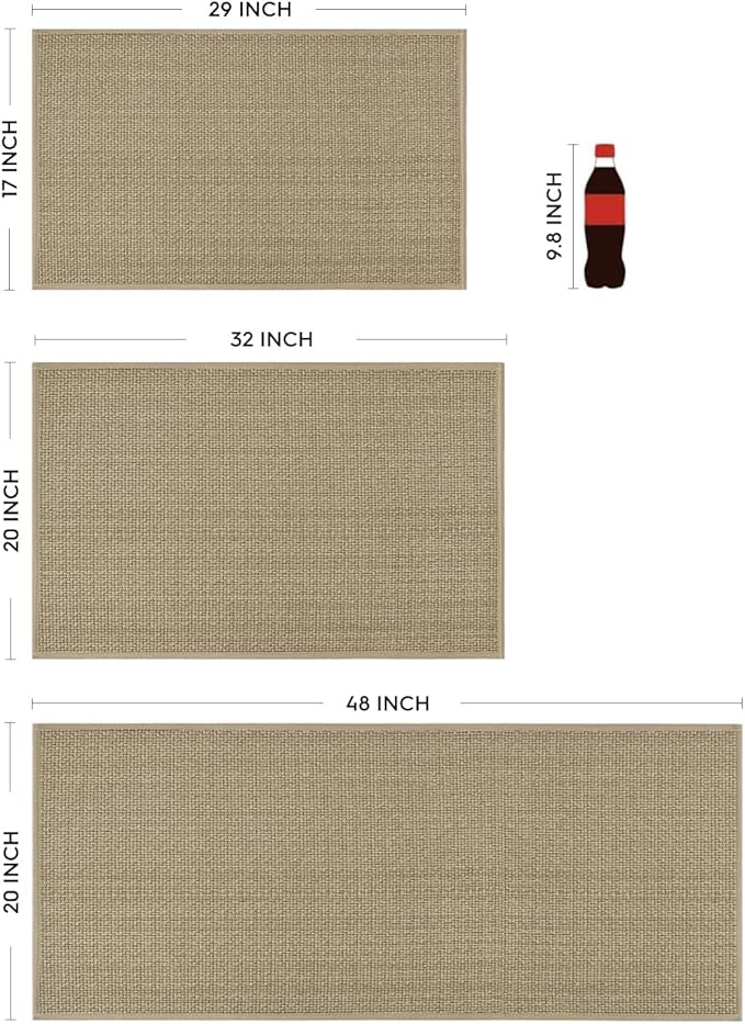 Artoid Mode Washable Non Slip Kitchen Rugs and Mats Set of 2, Rubber Backing Absorbent Kitchen Mats for Floor Front of Sink - 20x32 and 20x48 Inch