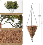 Artificial Faux Hanging Plants Basket for Spring Outdoor Decoration, Fake Seaweed Plant UV Resistant Look Real for Outside Porch Home Patio Balcony Yard(Brownish Green)