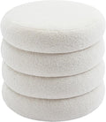 Flouki 19.5" Storage Ottoman Round, Vanity Stool for Bedroom, Entryway Ottoman for Console Table, Foot Stool for Living Room, Bedroom, Sherpa Off-White