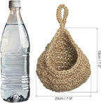 PATIKIL Hanging Fruit Baskets for Kitchen, Medium Size Teardrop Home Decor Storage Hand-Woven Wall Hanging Basket for Garlic Potato Vegetable, Brown
