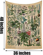 Vintage Flowers Tapestry 48”x36”, Long Vertical Wall Hanging Reference Illustrative Botanical Tapestries for Bedroom Aesthetic Floral Tapistry Botanical Plants Tapestry Wall Hanging Cute Bedroom Decor