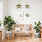 Plant Basket with Stand Indoor Planter Pot Holder Sturdy Jute Rope Modern Woven Basket, Cotton Rope Woven Pot with Bamboo Stand(White and Brown,10 Inch)