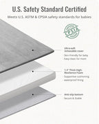 Blissful Diary 1.3" Thick Baby Play Mat, 50x50 Playpen Mat with Removable & Washable Cover, Ultra Soft Crawling Rug for Floor, Foam Cushion & Non-Slip Backing for Kid, Toddlers and Infants, Light Grey