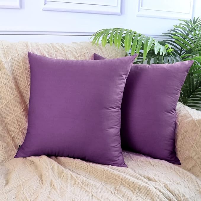 4-Pack 100% Cotton Comfortable Solid Decorative Throw Pillow Case,Thmyo Square Cushion Cover Pillowcase Sublimation Blank Pillow Covers DIY Throw Pillowcase for Sofa Couch(24x24 inch/ 60x60cm,Purple)