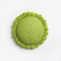 Acrylic Knitted Round Throw Pillow Knitting Bohemian Circular Cushion Pillow with Knit Handmade Pompoms Decorative Apple Green, Diameter 18inches