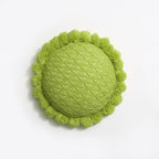 Acrylic Knitted Round Throw Pillow Knitting Bohemian Circular Cushion Pillow with Knit Handmade Pompoms Decorative Apple Green, Diameter 18inches