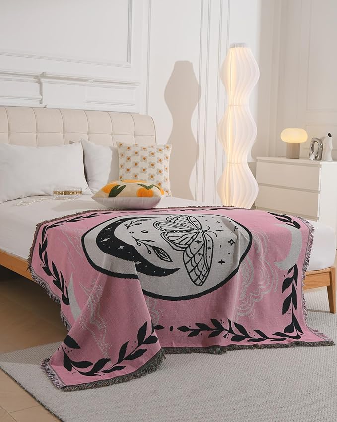 Erke Chair Recliner Cover Boho Throw Blanket Hippie Living Room Decor Wall Hanging Tapestry Outdoor Picnic Camping Rug Mattress Beach Towel Sofa Furniture Slipcover Bohemian 50”x70” The Butterfly Pink