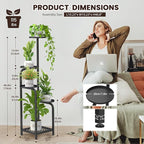 TOSKING 5 Tier Tall Plant Stand Indoor Outdoor,Anti-Tip Plant Stand indoor, Wide Base for Pots, Child and Pet Friendly,Heavy Duty Corner Shelf for Plants & Decor, Space Saving ,Tiered Metal Flower Pot Stand for Balcony, Garden, Living Room, Patio (Blac...