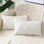 decorUhome Spring Throw Pillow Covers 12x20 Inch Set of 2, Soft Plush Faux Fur Wool Lumbar Cream White Accent Couch Pillow Covers for Modern Farmhouse Bed Sofa Living Room