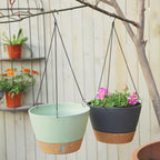 ZMTECH 2 Pack 10 Inch Hanging Planters for Indoor Plants, Modern Gray Hanging Planter with Visible Water Level Window & Metal Chain, Decorative Plant Hanger Indoor for Spring Balcony Decor