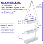 LaLaGreen Hanging Wall Planter - 16 Inch Three Tier Plant Hanger for Succulent Indoor Herb Planter Modern White Boho Metal Wall Plant Holder Decor, Vertical Garden Hanging Planter Shelf Large Outdoor