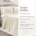Lush Decor Ruffle Skirt Bedspread Set - 3-Piece Luxurious Farmhouse Bedding - Elegant Ruffle Detail - Timeless Style - Soft Lightweight Sheets - King, Ivory