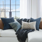 Topfinel NavyBlue Decorative Throw Pillow Covers,24x24 Pillow Covers Set of 4 with Striped Corduroy,Boho Soft Accent Cushion Covers for Couch,Bed,Living Room Home Decor