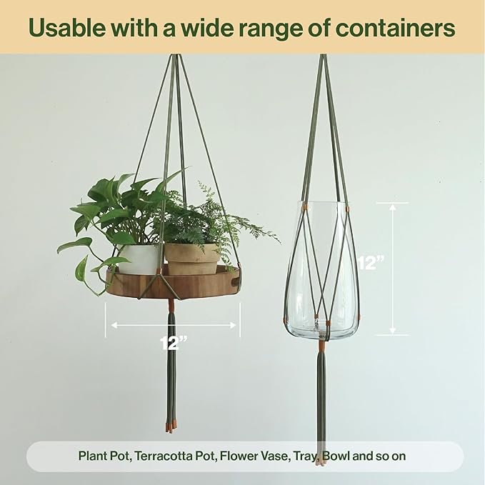 2 Packs Macrame Plant Hanger Colored Braided Polyester Rope Outdoor Indoor Adjustable Hanging Planter for up to 10 Inch Plant Pot Modern Boho Home Decor (Forest Green/Burnt Orange)