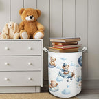 Baby Nursery Laundry Basket, Toybox for Boys Girls Room, Cute Blue Bear Laundry Basket Hamper Waterproof Collapsible Clothes Toys Storage Bin Organizer for Kids Room Playroom Bedroom Bathroom