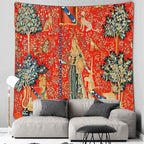 FEASRT European Royal Tapestry Medieval Princess Tapestry, 40x30 Inches Soft Flannelette, Lady and Unicorn for Living Room Bedroom Dorm Decor