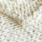 Madison Park Boho Throw, Soft Blanket Handmade Gift Home Decor, Lightweight & Breathable All Seasons Spring Chunky Knit, Knitted Throw for Couch, Bed Blanket, 50"x60", Ivory