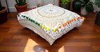 CRAFT KALA Gold Large Hippie Mandala Meditation Floor Ottoman Pillow Cushion Pouf Cover Square Poufs Bohemian Circle Floor Cushion Case Outdoor Fireplace Yoga Living Room Decor Cover 18" Square