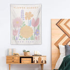 Chordity Danish Pastel Botanical Flower Market Aesthetic Tapestries Wall Hanging Tapestry Decorative Flag For Home Decor Living Room College Dorm Bedroom Banner Poster 30*40 Inch