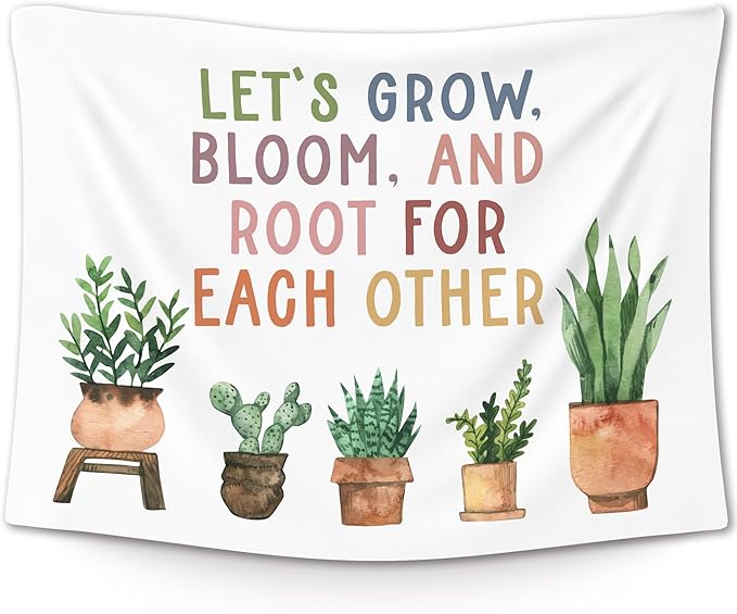 XLDLIOO Mental Heath Wall Tapestry, Inspirational Wall Tapestry Hanging for Classroom, Let's Grow Bloom and Root for Each Other Tapestries Decor Art for Therapy Counselor Office 40x30in