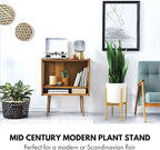 Fox & Fern Adjustable Plant Stand Indoor — 8 to 12 Inch Mid Century Bamboo Plant Stand with Adjustable Width - Plug In Design - Easy to Assemble - Two Heights - For 8, 9, 10, 11 & 12 Inch Pots