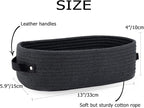 Cotton Rope Toilet Paper Holder Basket with Handle, Home Decor Organizing Small Baskets, Nursery Basket 13"x5.9"x4" Dark Gray