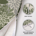 Dark Sage Green Flower Pillow Covers 18X18 Inch Set of 2, Grey Gray Dahlia Floral Spring Summer Cream Decorative Throw Pillow Covers Outdoor Modern Farmhouse Cushion Case for Home Couch Sofa Bed Decor