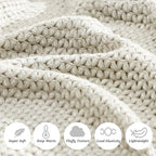 Blagic Grey and White Knit Throw Blanket with Tassel Home Decor Blanket Holiday Throw Wrap Shawl Scarf, Lightweight Soft Cozy Warm Fluffy, Wheat Textured, 60" W x 80" L