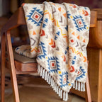 CASAAGUSTO Boho Throw Blanket - Colorful Decorative Blankets with Tassel, Printed Flannel Bohemian Blanket for Chair, Bed, Sofa, Couch(60 * 80, Colorful)