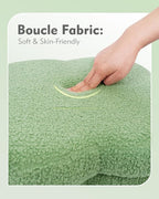 B FSOBEIIALEO Storage Ottoman Cube, Flowers Shaped Ottomans with Storage Foot Stool Footrest, Boucle Ottoman Seat for Dorm Room, Faux Teddy Fur, Green 15"x15"x15"