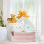 COMFY-HOMI 13" x 8.5" x 5.1" Storage Baskets for Organizing | Cotton Rope Woven Basket | Toy Storage Bin Box | Basket for Shelves, Closet Organizer Bin, Decorative Closet Shelf, 1 Pack, All pink