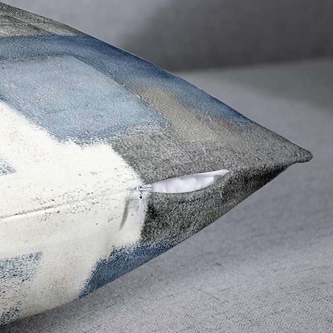 Emvency Set of 2 Blue White and Gray Throw Pillow Covers Modern Abstract Painting Decorative Sofa Pillow Cases Home Decor Standard Square 20x20 Inches Pillowcases