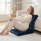 Meditation Floor Pillow Set of 2, Large Velvet Floor Pillows for Sitting, Tufted Floor Seating Cushions for Adults, Big Pillows for Yoga & Living Room, 22x22 Inch, Navy