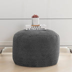 Pouf Ottoman Stuffed High Density Filler Velvet Floor Pouf Round Foot Stool 20 * 12 Inches Ottoman Foot Rest for Living Room, Home Decor (Dark Gray)