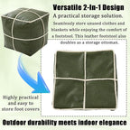 Louis Donné Square Unstuffed Pouf Ottoman Cover - Waterproof Faux Leather Footstool for Living Room, Moroccan Boho Poufs Foot Rest with Storage, Easy Clean, 18 Inch, Green（Only Cover No Filler