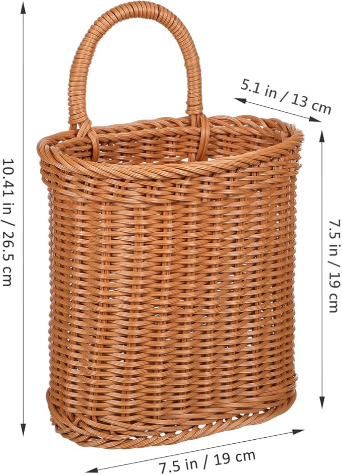 Cabilock Hanging Fruit Basket for Kitchen, Handmade Woven Hanging Basket for Front Door, Wall Storage Organizer for Home, Kitchen, Garden, Farmhouse