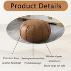 Louis Donné Unstuffed Moroccan Ottoman Pouf Cover, Waterproof Handmade Faux Decor Storage Solution, Footstool Pouffe Cover Replacement Balcony Indoor 21dia Chestnut Brown, ONLY Cover