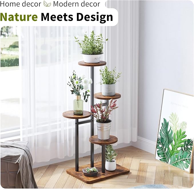 4 Tier Plant Stand Indoor, Tiered Plant Stands for Indoor Plants Multiple, Corner Flower Stand for Living Room, Multi-Layer Vintage Design Plant Shelf