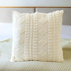 YINFUNG Ivory Euro Sham Covers Boho Shabby Chic Tufted Cream Off White 26x26 Set of 2 Euro Pillow Covers Poms Diamonds Moroccan Embroidery Farmhouse Large Pillow Cover