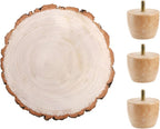 Frcctre 11 Inch Wood Cake Stand, Round Wooden Cupcake Pedestal, Paulownia Woods Slice with Legs, Rustic Cake Holder Wooden Serving Tray Serving Board Display Wood Plant Stand
