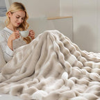 NEXHOME PRO Faux Fur Throw Blanket, Ultra Soft Cozy Warm Fuzzy Fluffy Plush Reversible Blanket for Couch, Sofa, Bed, Home Decor Gift, Tie-dye Sand 5060