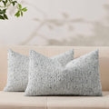 Decorative Couch Throw Pillow Covers 12x20 Set of 2 Blue Striped Soft Wool Pillow Covers Neutral Textured Boho Cushion Covers for Modern Farmhouse Sofa Bedroom Living Room Decor SY012-C12